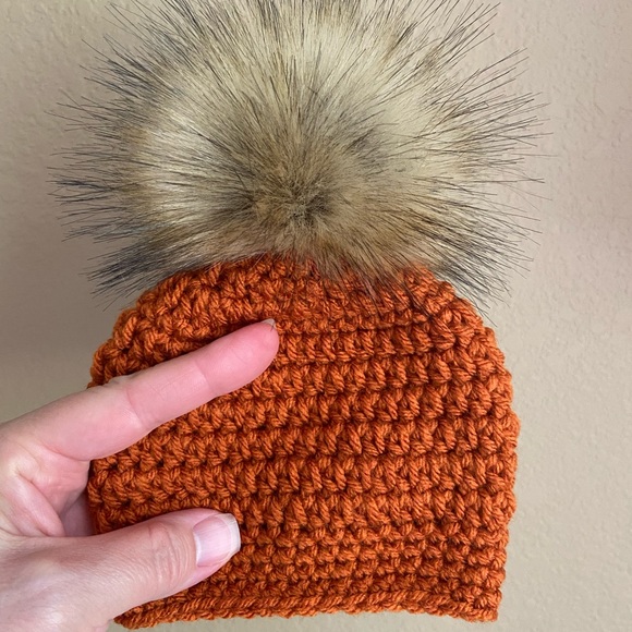 Newborn Burnt Pumpkin Hat | Fall Baby Hat | Warm Fall Baby Beanie - Picture 2 of 6
